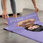 Personalized Birth Flower Cartoon Character Super Absorbent Yoga Mat Towel with Name Gym Accessories Birthday Gift for Women Yoga Lovers