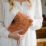 Personlig bibelvers solsikke Bærbart A5 PU skinnomslag med tekst og lomme Bursdag kristen inspirerende gave til kvinner