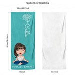 Personalized Birth Flower Cartoon Character Super Absorbent Yoga Mat Towel with Name Gym Accessories Birthday Gift for Women Yoga Lovers