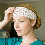 Personalised Cute Floral Medical Element Sweat-Proof Headband with Name Nurse Week Appreciation Gift for Medical Staff