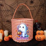 Spersonalizowany wiaderko na cukierki w kratkę z imieniem i nazwiskiem na Halloween dla dzieci