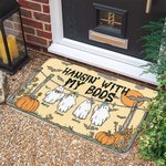 Felpudo Personalizado Colgando Con Mis Boos Lindo Fantasma Calabaza con 1-6 Nombres Decoración del Hogar Regalo de Halloween para Amigos de la Familia