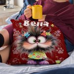 Henkilökohtainen söpö Whimsical kissa koira pehmeä heittää tyynyn kansi nimi Home Decor syntymäpäivälahja ystäville perheen lemmikkieläinten ystäville