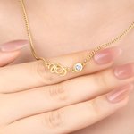 Personalised Tiny Interlocking Letter Pendant Necklace with Birthstone Anniversary Birthday Gift for Women