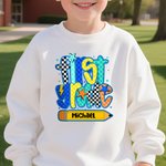 Personlig Graffiti Grid Grade Pencil Soft Kid T-shirt Sweatshirt Hoodie med namn Tillbaka till skolan Födelsedagspresent för pojkar flickor