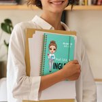 Planner A5 personalizzato con nome e personaggio in stile cartone animato pagine settimanali e mensili regalo per ritorno a scuola per insegnanti