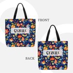 Henkilökohtainen Folk Art Flower Suuri Kangaskassi nimi Travel Päivittäinen käyttö Syntymäpäivä Vuosipäivä lahja naisille Ystävät
