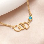 Personalised Tiny Interlocking Letter Pendant Necklace with Birthstone Anniversary Birthday Gift for Women