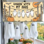 Personalized Cute Bat Pumpkin Ghost Banner with 1-6 Names Halloween Party Gift for Family Friends