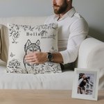 Henkilökohtainen Floral Pet Photo Soft Throw tyynynpäällinen nimi ja päivämäärä Home Decor joulu syntymäpäivälahja lemmikkieläinten ystäville