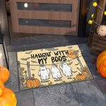 Felpudo Personalizado Colgando Con Mis Boos Lindo Fantasma Calabaza con 1-6 Nombres Decoración del Hogar Regalo de Halloween para Amigos de la Familia