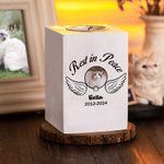 Bougeoir en bois personnalisé avec titre, nom et année de la perte de l'animal Cadeau commémoratif de sympathie pour le propriétaire de l'animal