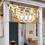 Personalized Cute Bat Pumpkin Ghost Banner with 1-6 Names Halloween Party Gift for Family Friends
