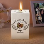 Bougeoir en bois personnalisé avec titre, nom et année de la perte de l'animal Cadeau commémoratif de sympathie pour le propriétaire de l'animal