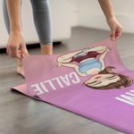 Personalized Female Cartoon Character Super Absorbent Yoga Towel with Name and Text Sports Accessories Gift for Women Yoga Lovers