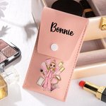 Personalisierte Cartoon Pyjama Mädchen Name Portable PU Leder Make-up Pinsel Tasche mit 8 Stück Pinsel Pyjama Party Brautjungfer Geburtstag Geschenk für Frauen