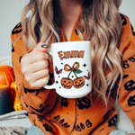 Personalised Cherry Pumpkin 11 oz 15 oz Ceramic Mug with Name Daily Use Halloween Decorations Gift for Family Friends