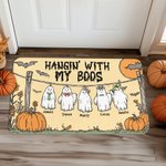 Felpudo Personalizado Colgando Con Mis Boos Lindo Fantasma Calabaza con 1-6 Nombres Decoración del Hogar Regalo de Halloween para Amigos de la Familia