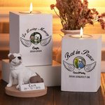Bougeoir en bois personnalisé avec titre, nom et année de la perte de l'animal Cadeau commémoratif de sympathie pour le propriétaire de l'animal