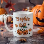 Personalised Cherry Pumpkin 11 oz 15 oz Ceramic Mug with Name Daily Use Halloween Decorations Gift for Family Friends