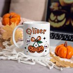 Personalised Cherry Pumpkin 11 oz 15 oz Ceramic Mug with Name Daily Use Halloween Decorations Gift for Family Friends