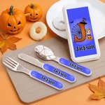 Spersonalizowany zestaw sztućców dla dzieci Widelec Łyżka Nóż 3 szt. z imieniem Śliczna postać z kreskówki Pajęcza sieć Prezent na Halloween dla dzieci