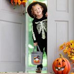 Spersonalizowany wiaderko na cukierki w kratkę z imieniem i nazwiskiem na Halloween dla dzieci