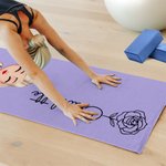 Personalized Birth Flower Cartoon Character Super Absorbent Yoga Mat Towel with Name Gym Accessories Birthday Gift for Women Yoga Lovers
