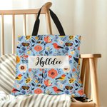Henkilökohtainen Folk Art Flower Suuri Kangaskassi nimi Travel Päivittäinen käyttö Syntymäpäivä Vuosipäivä lahja naisille Ystävät