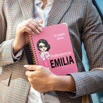 Planner A5 personalizzato con nome e personaggio in stile cartone animato pagine settimanali e mensili regalo per ritorno a scuola per insegnanti