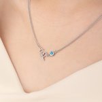 Personalised Tiny Interlocking Letter Pendant Necklace with Birthstone Anniversary Birthday Gift for Women