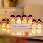 Personalisiertes Hölzernes Schneemann LED-Licht Weihnachten-Ornament mit Namen Weihnachtsbaum Strumpf Deko Winter Urlaub Party Geschenk für Familie