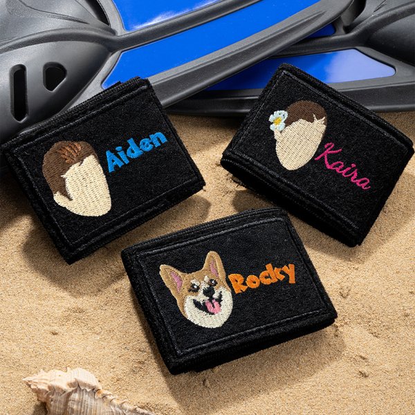 Personalized Multicolor Embroidered Face Photo Scuba Diver BCD Identification Tag with Name Birthday Anniversary Gift for Diving Lovers