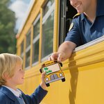Imán personalizado con diseño de autobús escolar y texto Regalo de fin de curso para conductor de autobús escolar