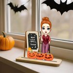 Pizarra personalizada sombrero de bruja calabaza bruja ornamento con 1-8 nombres y título decoración del hogar Halloween regalo para mamá abuela