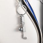 Gepersonaliseerde Golfbal Clubs Sleutelhanger Taslabel met Gegraveerde Naam Verjaardag Jubileum of Clubcadeau voor Golfliefhebbers
