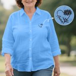 Camicia a maniche lunghe in cotone 100% ricamata con nome, regalo di compleanno e anniversario per le donne.