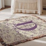 Personalizada Flor Rústica Toile De Jouy Suave Manta de Borlas con Nombre e Inicial Uso Diario Decoración del Hogar Cumpleaños Aniversario Regalo para Familia Amigo