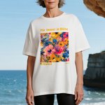 Personalisiertes Mehrfarbiges Blühende-Blumen T-Shirt Sweatshirt mit Namen und Text Geburtstag Schulanfang Junggesellinnenabschied Geschenk für Damen
