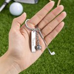 Gepersonaliseerde Golfbal Clubs Sleutelhanger Taslabel met Gegraveerde Naam Verjaardag Jubileum of Clubcadeau voor Golfliefhebbers