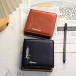 Personalisierte Geburt Blume PU Leder Classic Sticky Notepad Halter mit Namen Schreibtisch Veranstalter Geburtstag Büro Geschenk für Kollegen Familie Freunde