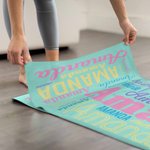 Henkilökohtainen sanapilvi nimi Anti-Slip Yoga Mat kanssa nimi Fitness Sports tarvikkeet Syntymäpäivä Team lahja jooga ystäville Naiset