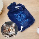 Personalized Embroidered Pet Photo Hot Water Bottle with Name and Soft Cover Winter Essential Birthday Christmas Gift for Pet Lover Family Friend