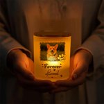 Henkilökohtainen ikuisesti rakastettu lemmikkieläin Photo Paw Print Candle Jar nimi LED-kynttilä ja puinen kansi Sympathy Pet Loss Memorial lahja lemmikkieläinten omistajille