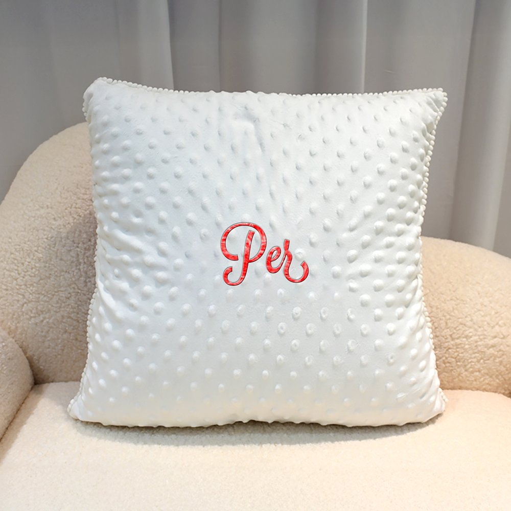 Personlig kudde med dansk blomma och broderat namn med upphöjda prickar perfekt present för henne för födelsedag eller högtid 7