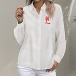 Camicia a maniche lunghe in cotone 100% ricamata con nome, regalo di compleanno e anniversario per le donne.