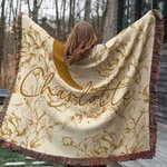 Personalizada Flor Rústica Toile De Jouy Suave Manta de Borlas con Nombre e Inicial Uso Diario Decoración del Hogar Cumpleaños Aniversario Regalo para Familia Amigo