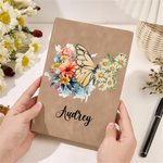 Personalisierte Geburt Blume Schmetterling Schaf Leder Notizbuch mit 200 linierten Seiten und Name Geburtstag Jahrestag Geschenk für Büro Arbeiter Freunde