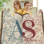 Personalizada Flor Rústica Toile De Jouy Suave Manta de Borlas con Nombre e Inicial Uso Diario Decoración del Hogar Cumpleaños Aniversario Regalo para Familia Amigo