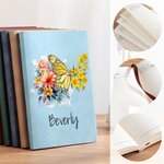 Personalisierte Geburt Blume Schmetterling Schaf Leder Notizbuch mit 200 linierten Seiten und Name Geburtstag Jahrestag Geschenk für Büro Arbeiter Freunde